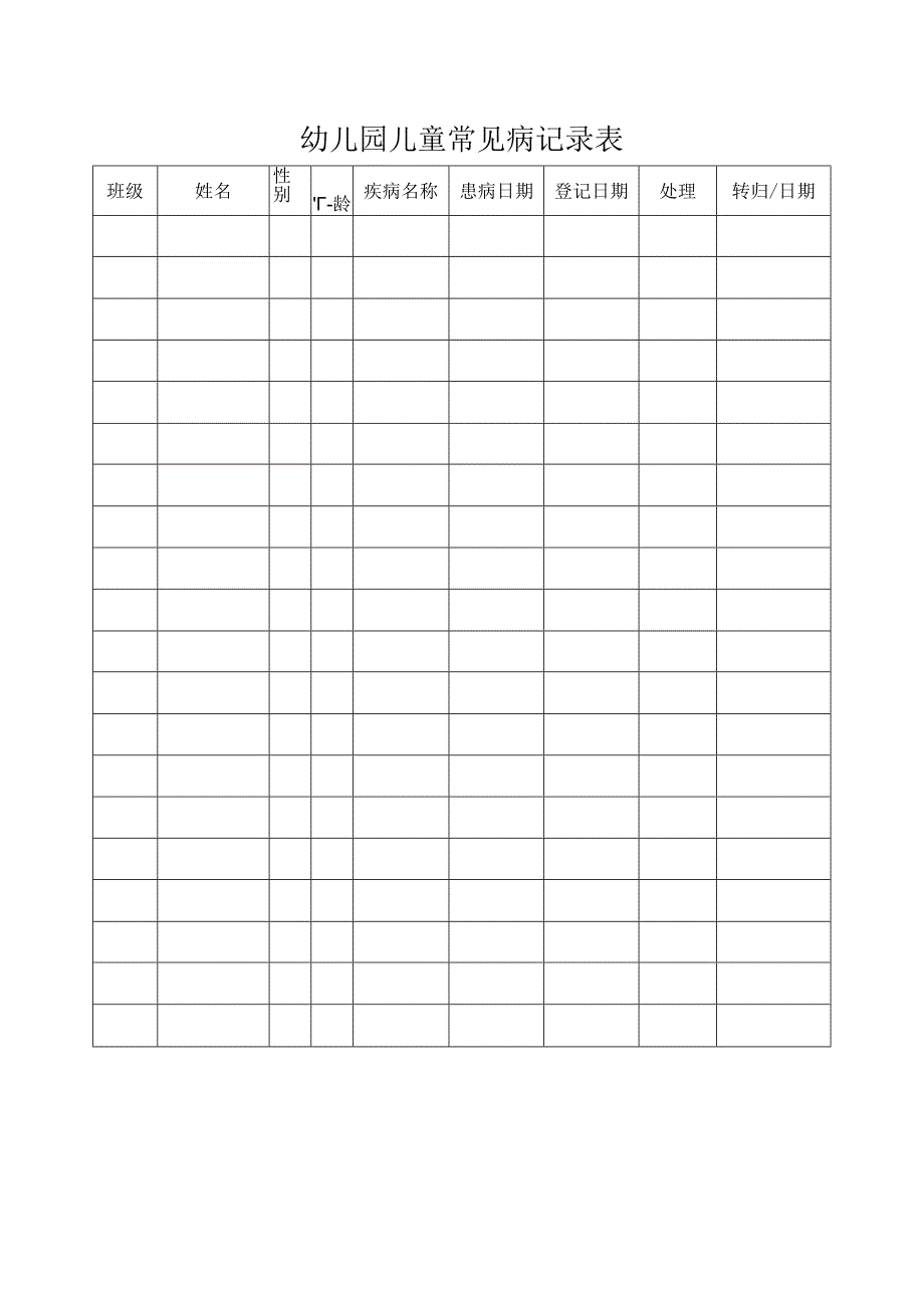 幼儿园儿童常见病记录表.docx_第1页