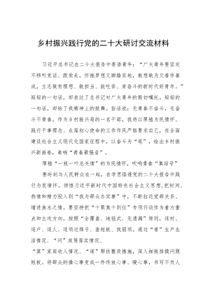 乡村振兴践行党的二十大报告精神研讨交流发言材料五篇汇编.docx