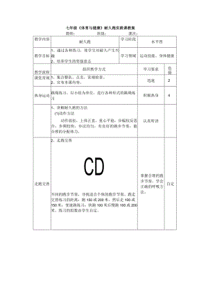 七年级《体育与健康》耐久跑实践课教案.docx