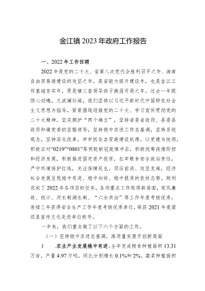 金江镇2023年政府工作报告(20230301).docx