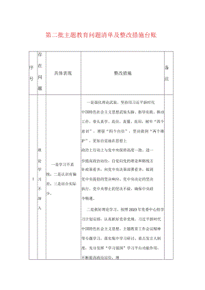 第二批主题教育问题清单及整改措施台账.docx