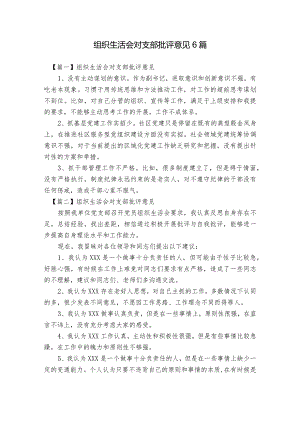 组织生活会对支部批评意见6篇.docx