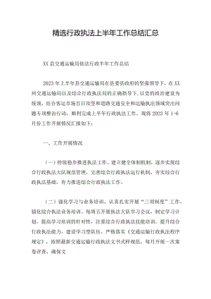 精选行政执法上半年工作总结汇总.docx