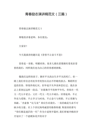 青春励志演讲稿范文(三篇).docx