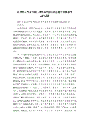 组织部长在全市县处级领导干部主题教育专题读书班上的讲话.docx