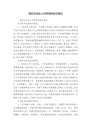 组织生活会上对领导的批评意见.docx