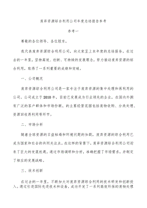 废弃资源综合利用公司年度总结报告参考.docx