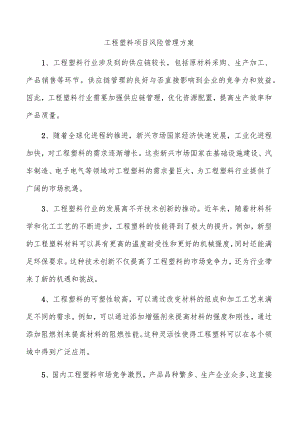 工程塑料项目风险管理方案.docx