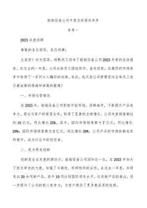 船舶设备公司年度总结报告参考.docx