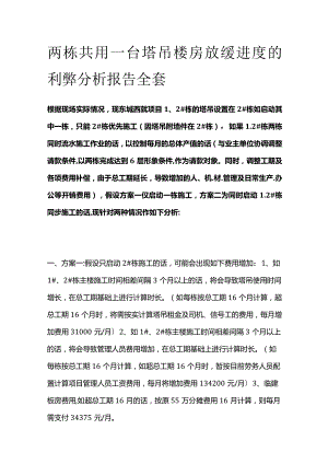 两栋共用一台塔吊楼房放缓进度的利弊分析报告全套.docx