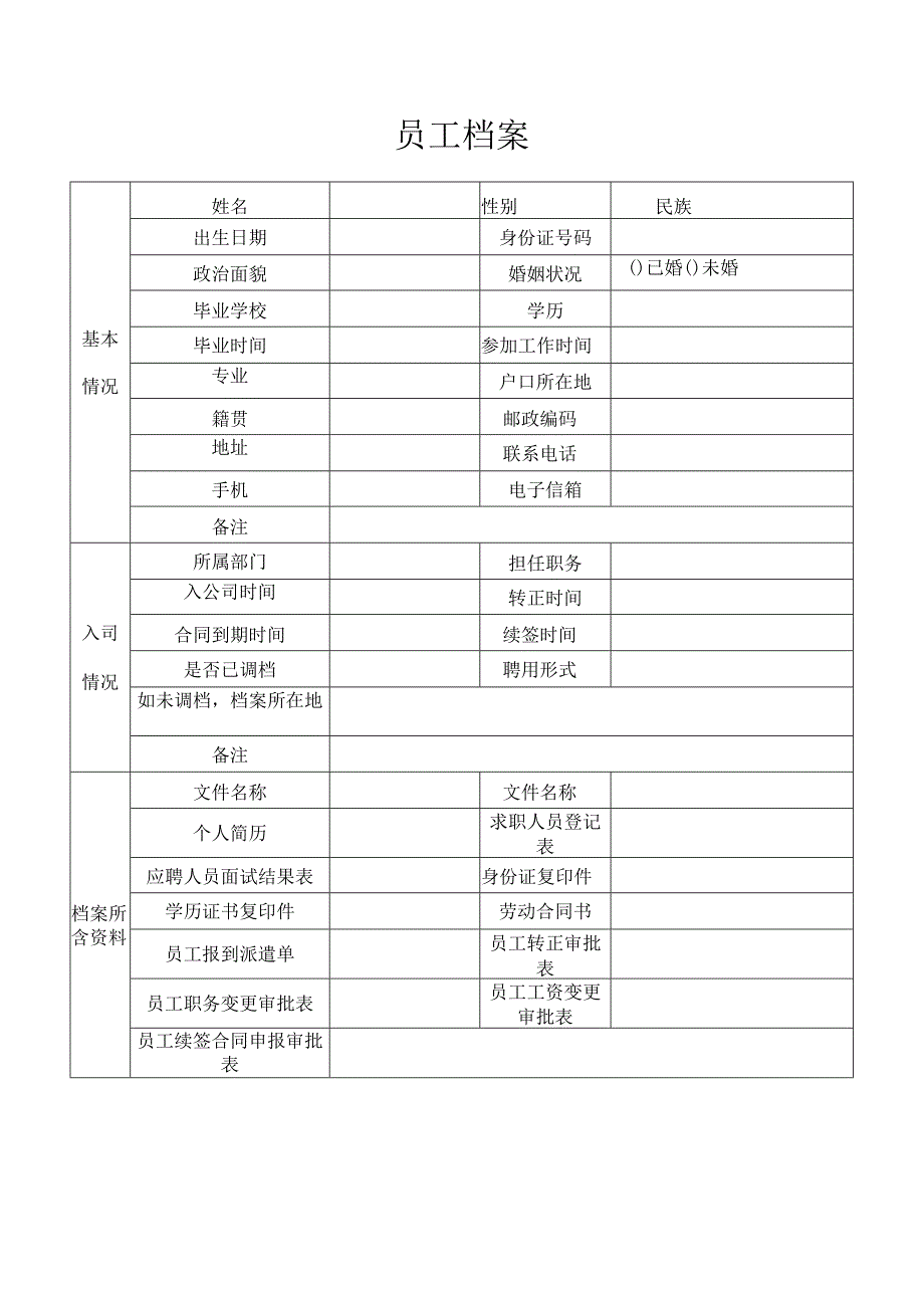 员工档案的建立与管理表格.docx_第2页