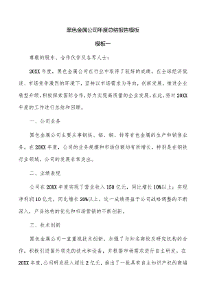 黑色金属公司年度总结报告模板.docx