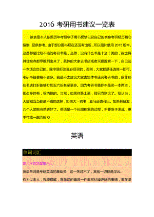 2016考研用书建议一览表.docx