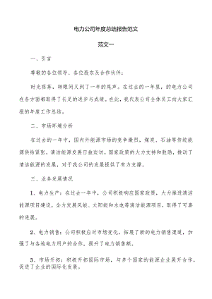 电力公司年度总结报告范文.docx