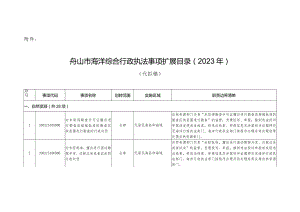 舟山市海洋综合行政执法事项扩展目录（2023年）.docx