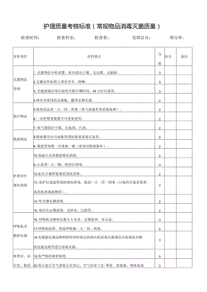 护理质量考核标准(常规物品消毒灭菌质量).docx