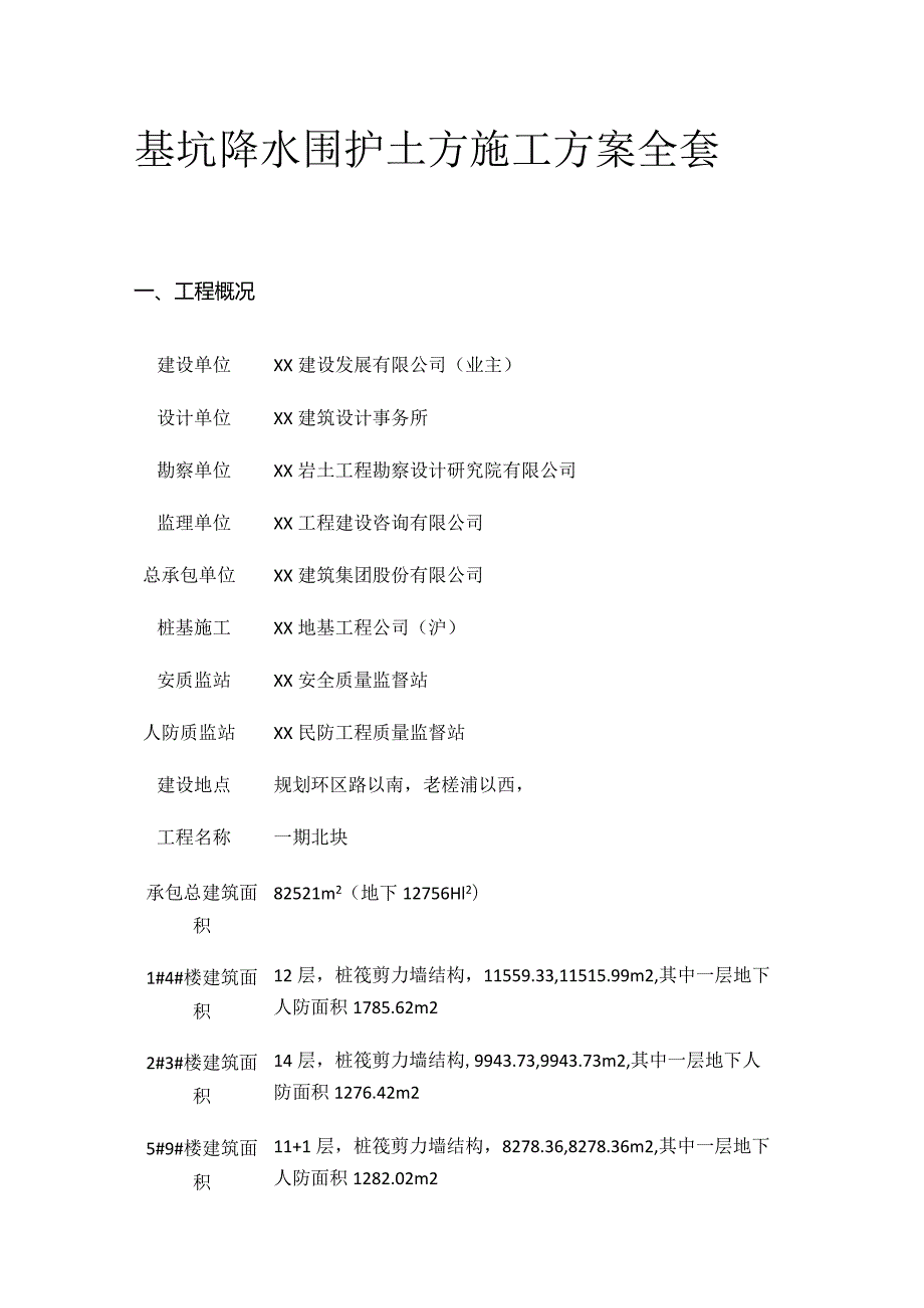 基坑降水 围护土方施工方案全套.docx_第1页