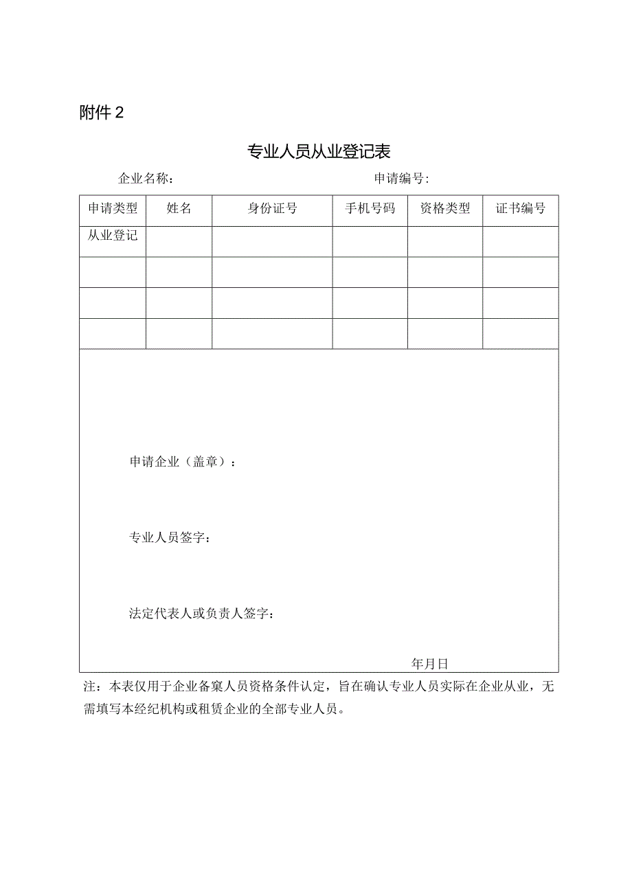 北京市房地产经纪机构、住房租赁企业备案专业人员从业登记表.docx_第1页