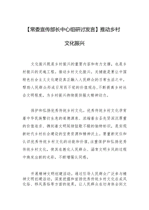 【常委宣传部长中心组研讨发言】推动乡村文化振兴.docx