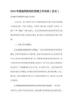 2024年度县两新组织党建工作总结（全文）.docx