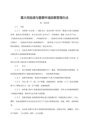 新能源公司重大危险源与重要环境因素管理办法（发布版）.docx