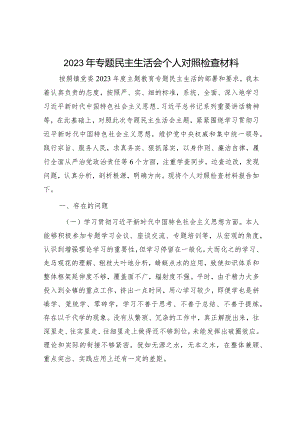 2023年主题教育专题民主生活会个人对照检查 乡镇书记（践行宗旨等6个方面+案例剖析+上年度整改+个人事项）.docx