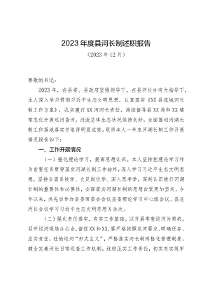 2023年度县河长制工作述职报告.docx