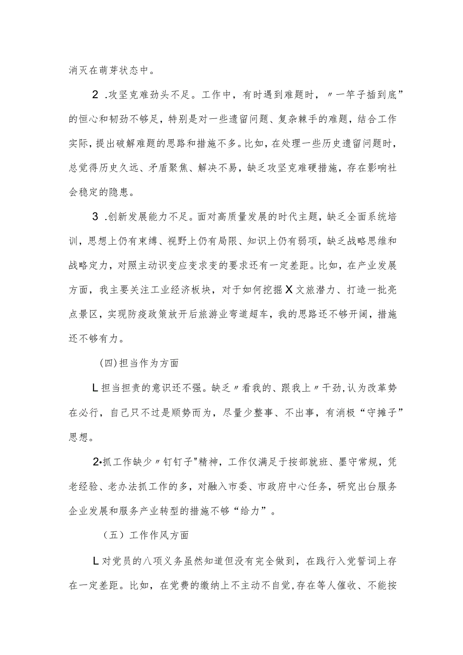 某市2023年专题税务局党委班子民主生活会对照检查材料.docx_第3页