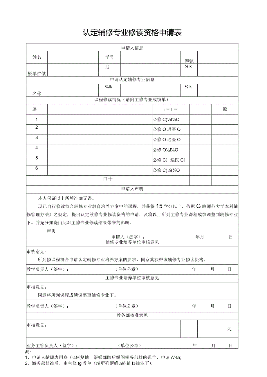 认定辅修专业修读资格申请表.docx_第1页