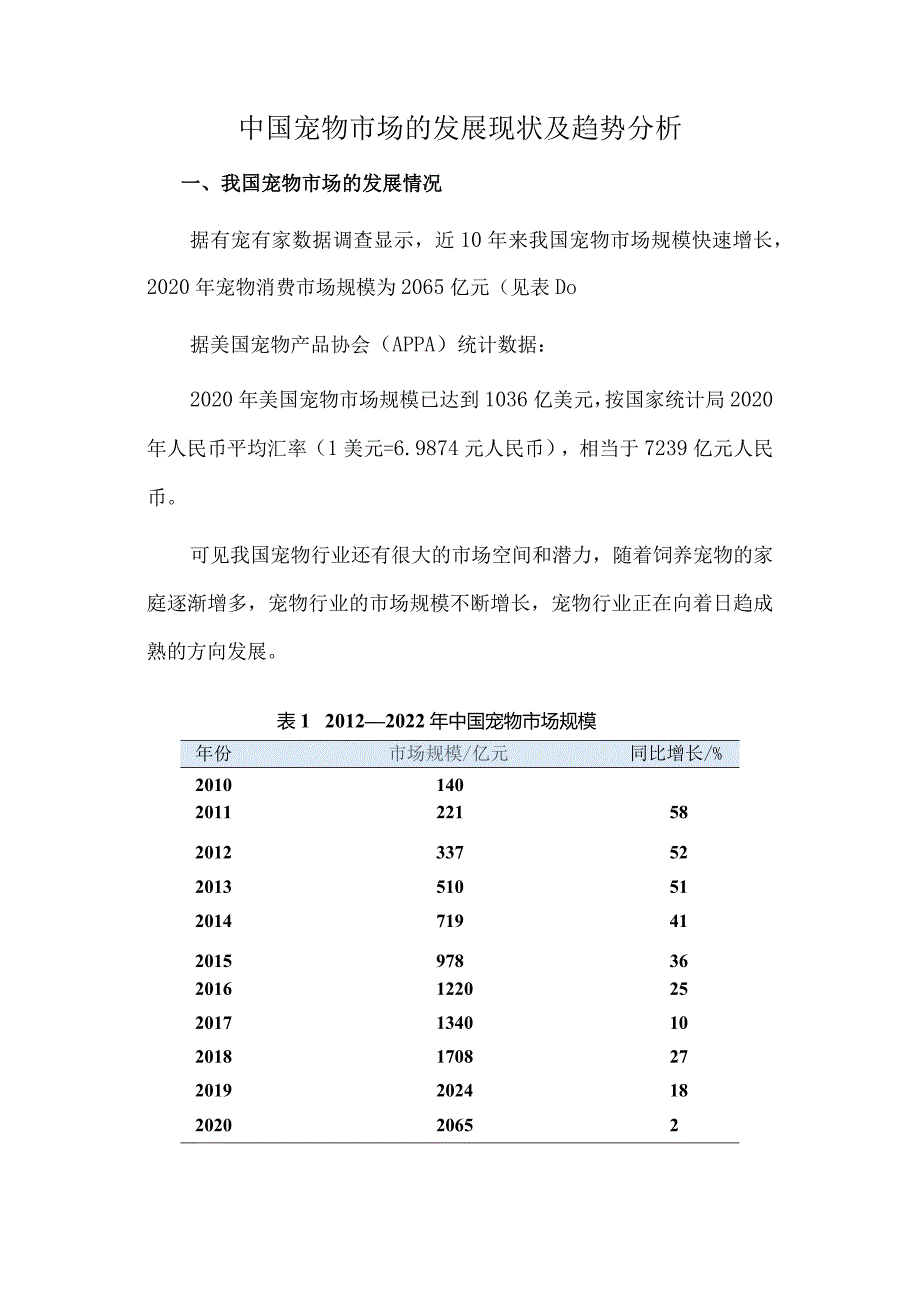 中国宠物市场的发展现状及趋势分析.docx_第1页