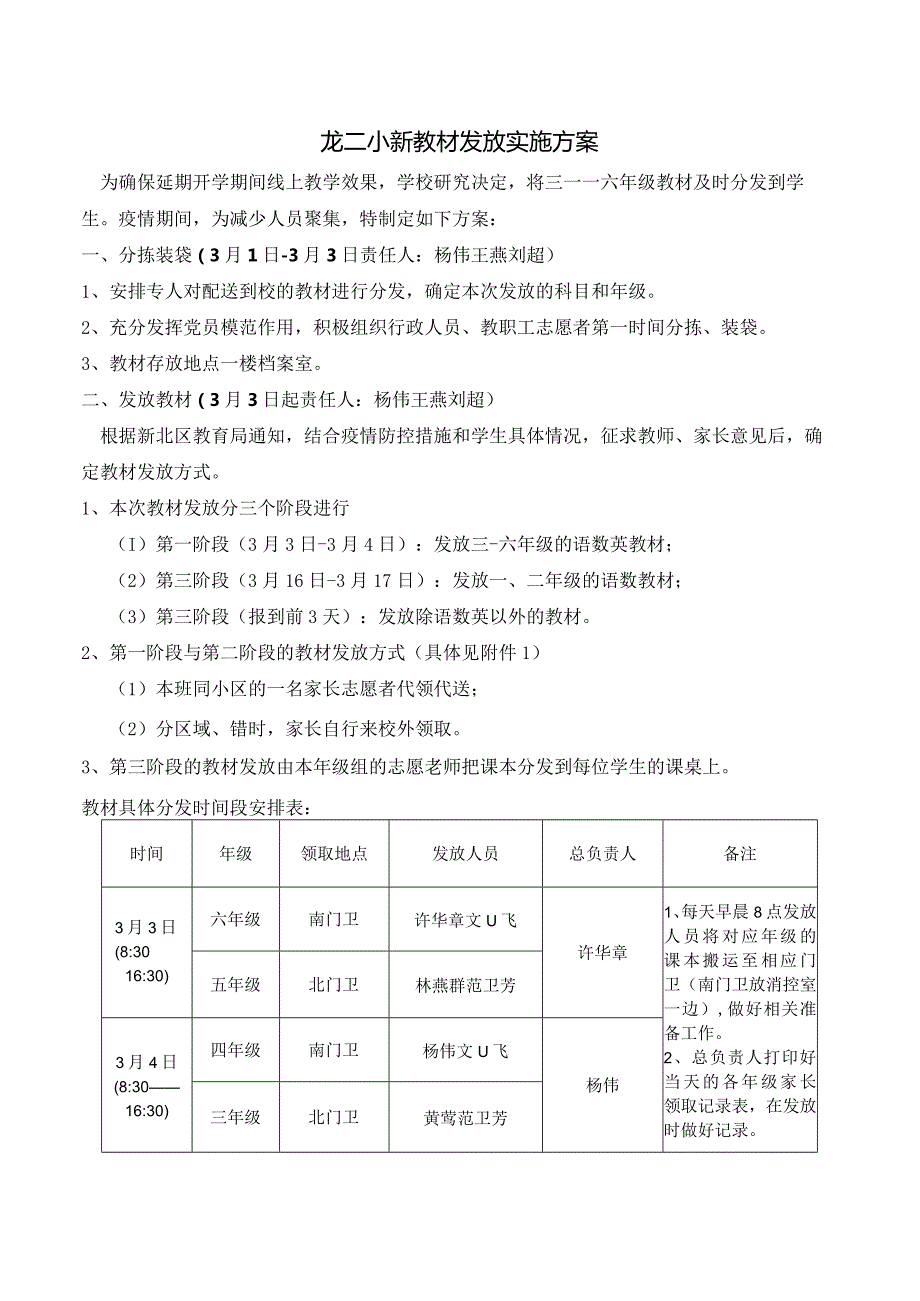 龙二小新教材发放实施方案.docx_第1页