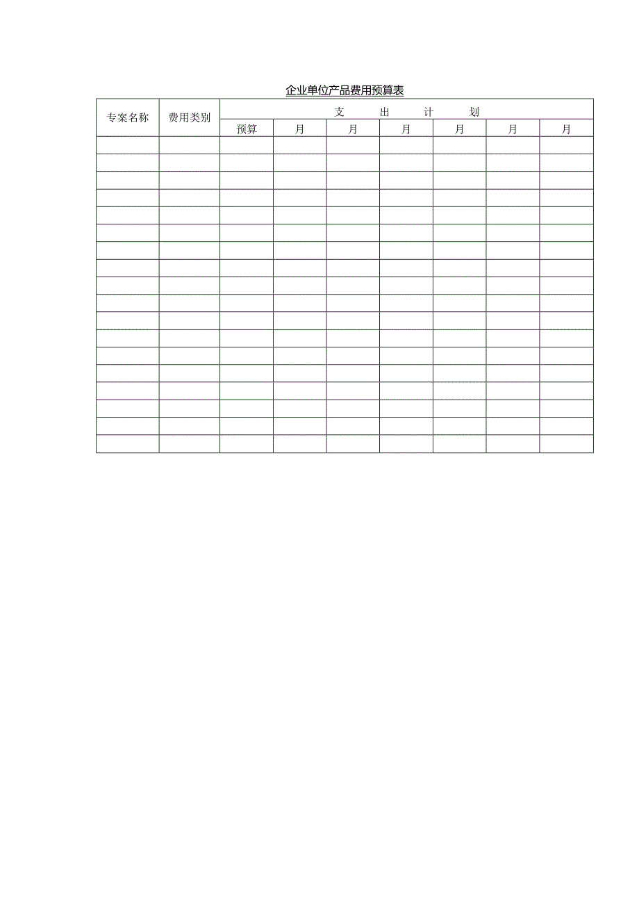 企业单位产品费用预算表.docx_第1页