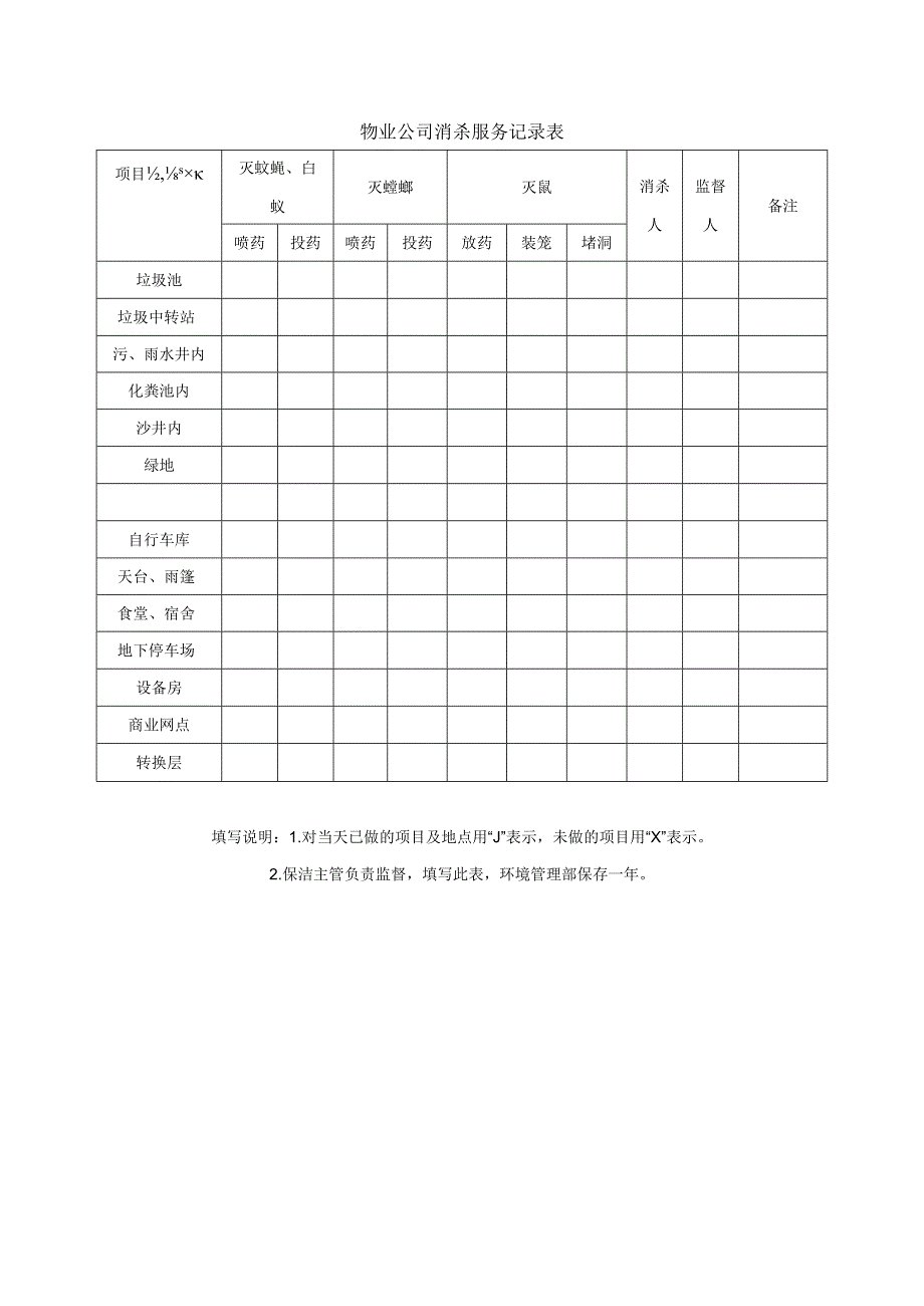 物业公司消杀服务记录表.docx_第1页