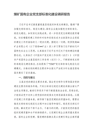 煤矿国有企业党支部标准化建设调研报告.docx