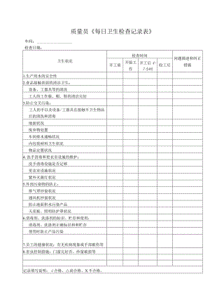 质量员《每日卫生检查记录表》.docx