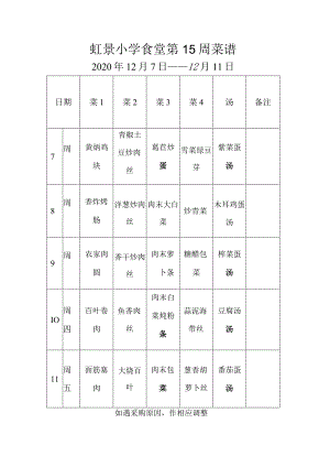 虹景小学食堂第15周菜谱.docx