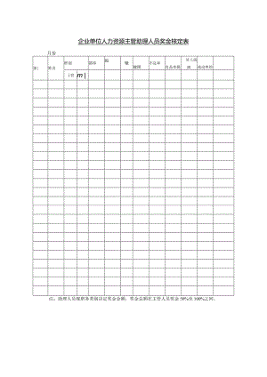 企业单位人力资源主管助理人员奖金核定表.docx