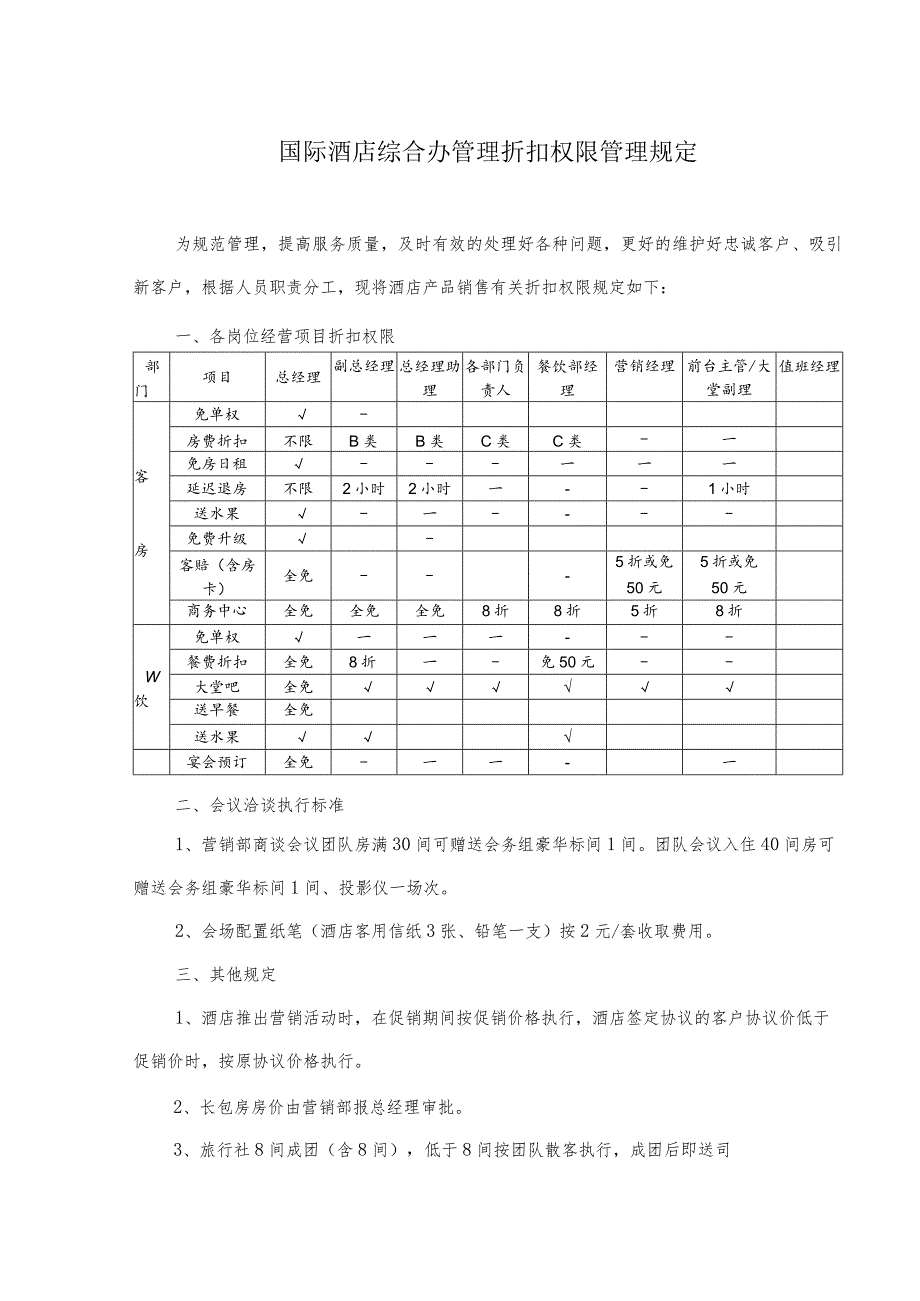 国际酒店综合办管理折扣权限管理规定.docx_第1页