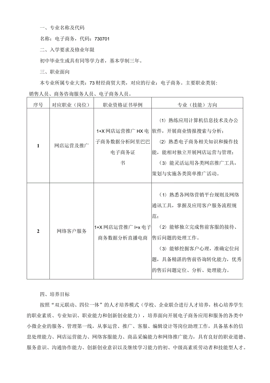 2022级电子商务专业（网店运营方向）人才培养方案.docx_第3页