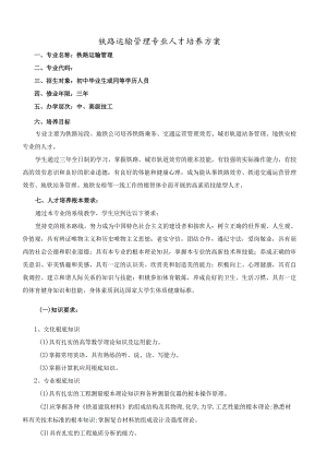 铁路运输管理专业人才培养方案.docx