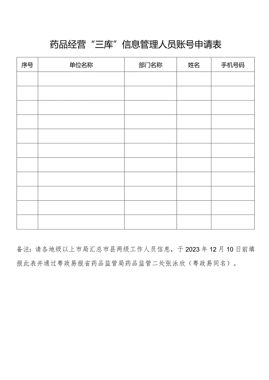 药品经营“三库”信息管理人员账号申请表.docx_第1页