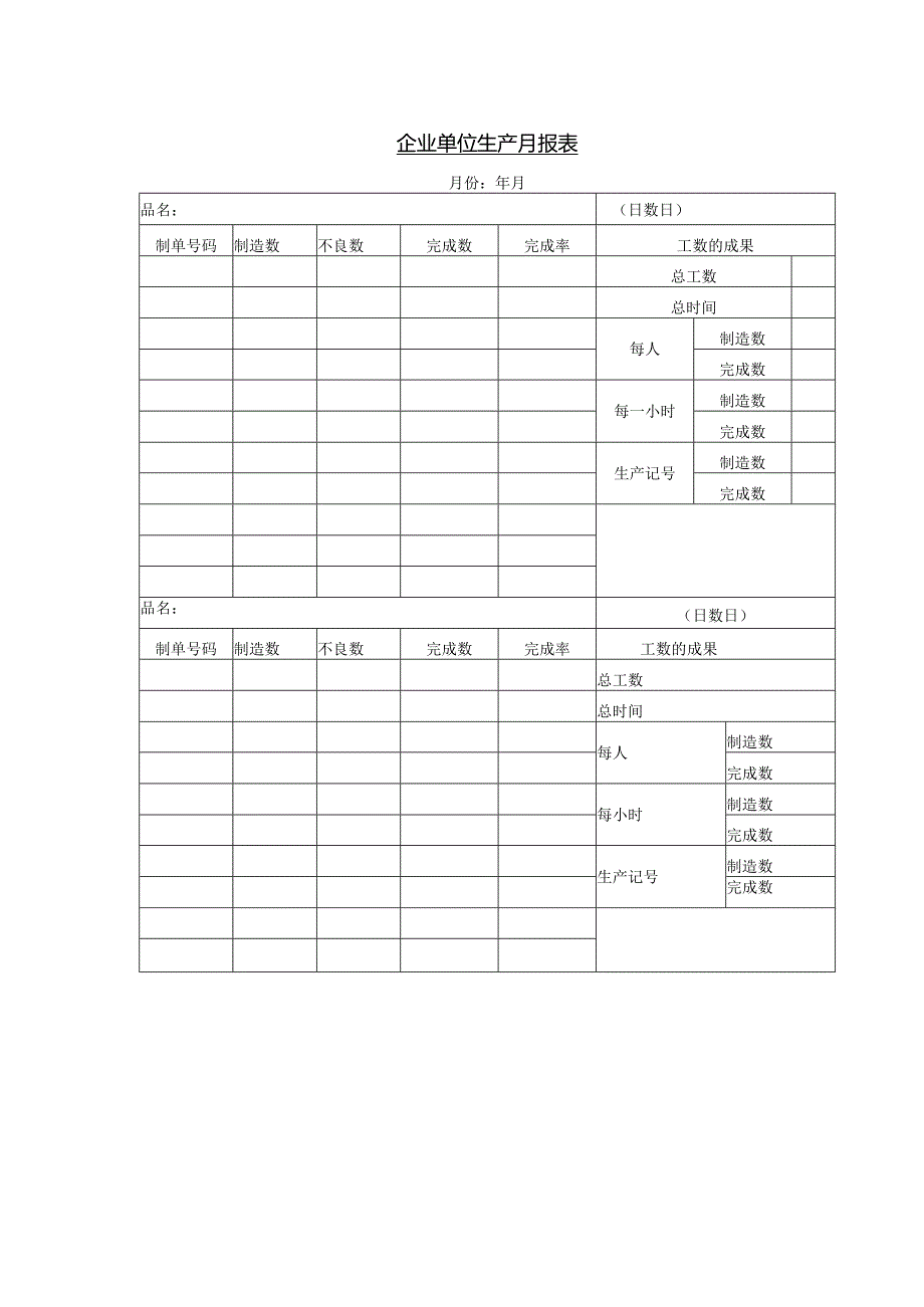 企业单位生产月报表.docx_第1页