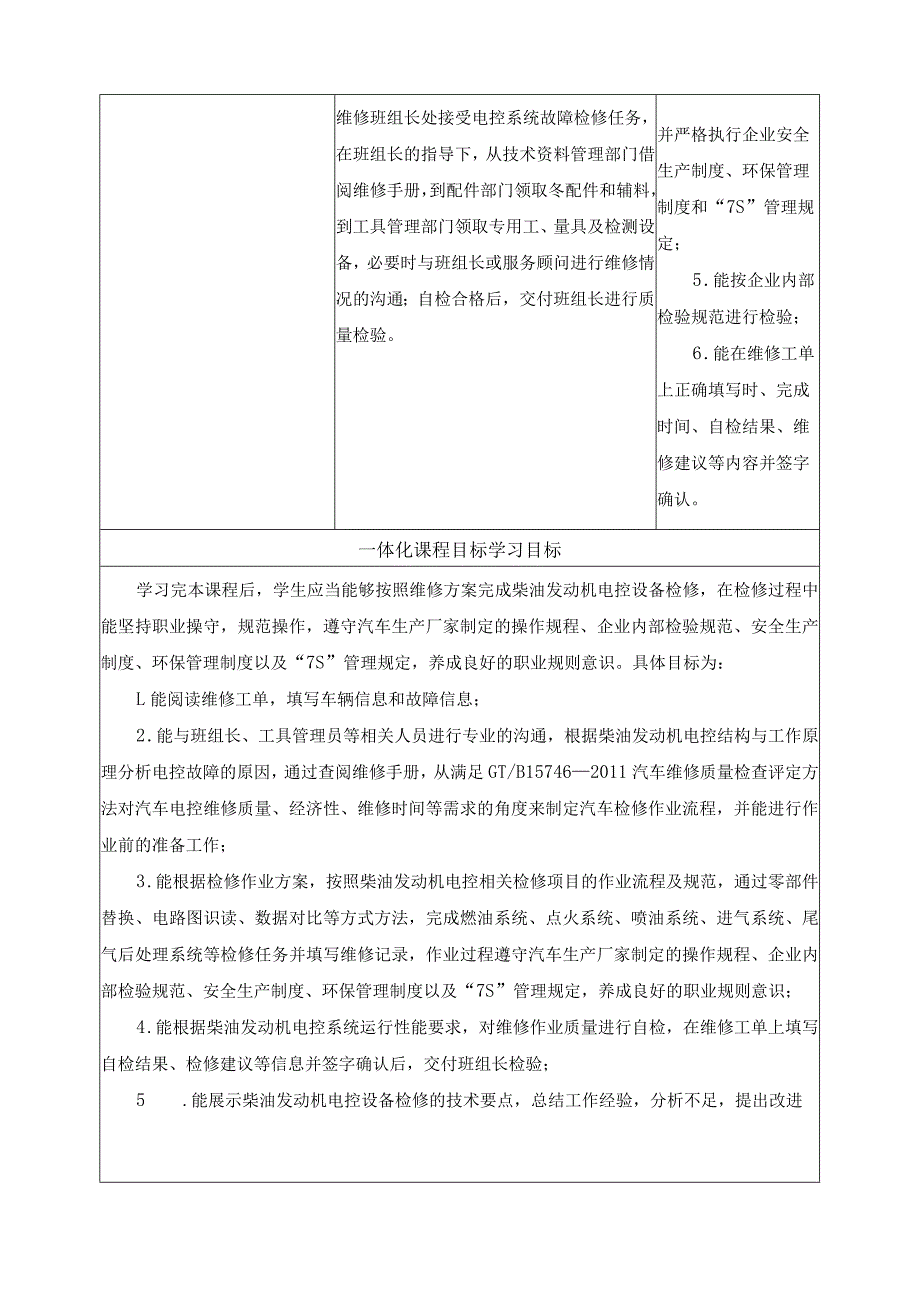 《商用车发动机电控》一体化课程标准.docx_第2页