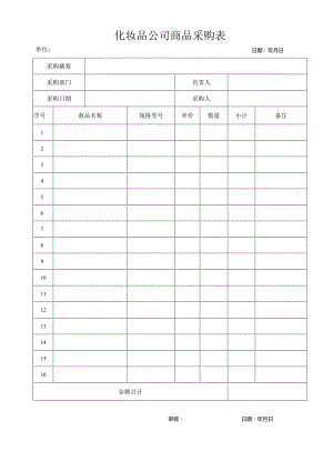 化妆品公司商品采购表.docx