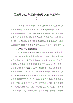 区民政局2023年工作总结及2024年工作计划三篇.docx