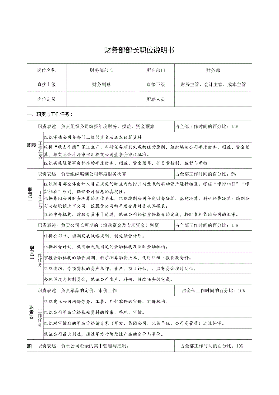 财务部部长职位说明书.docx_第1页