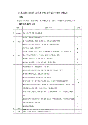 为患者做面部清洁基本护理操作流程及评价标准.docx