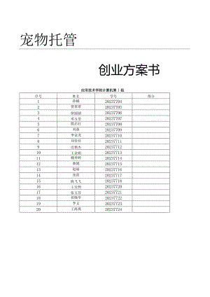 大学生创业企划书范文——宠物托管.docx