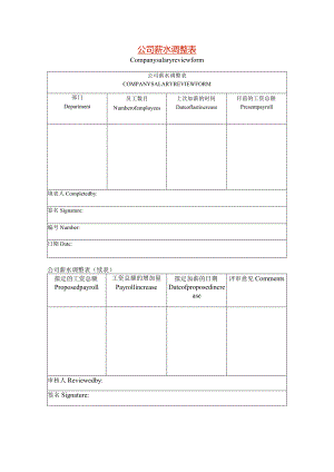 公司薪水调整表模板.docx