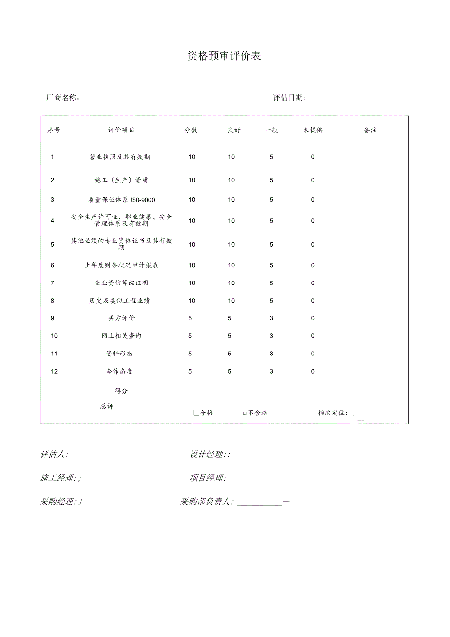 资格预审评价表（2023年）.docx_第1页